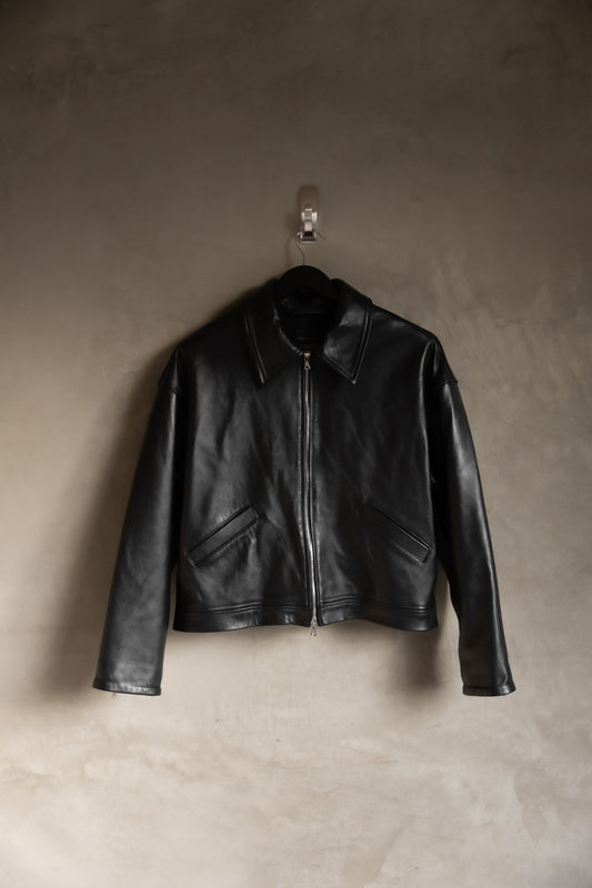 LAMBSKIN LEATHER MOTO JACKET (BLACK)